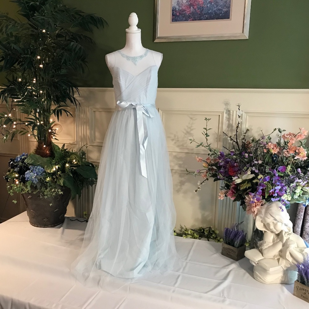 Long light blue tulle dress